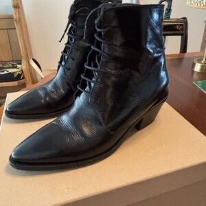 Black Lace-Up Ankle Boots